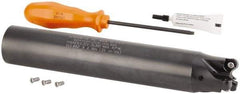 Kennametal - 32mm Cutting Diam, 32mm Shank Diam, 1.26" Max Depth of Cut, Straight Shank Indexable Copy End Mill - 3 Inserts, RN.J 1204M0.. Insert, KDR Toolholder, Through Coolant - Exact Tool & Supply