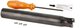 Kennametal - 1-1/4" Cutting Diam, 1-1/4" Shank Diam, 1-1/4" Max Depth of Cut, Straight Shank Indexable Copy End Mill - 2 Inserts, RN.J 1204M0.. Insert, KDR Toolholder, Through Coolant - Exact Tool & Supply