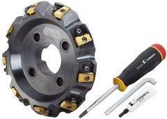 Kennametal - 8" Cut Diam, 2-1/2" Arbor Hole, 21.39mm Max Depth of Cut, 30° Indexable Chamfer & Angle Face Mill - 9 Inserts, LN.U 2210... Insert, Right Hand Cut, 9 Flutes, Series MEGA60 - Exact Tool & Supply