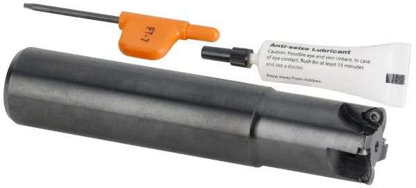 Kennametal - 1" Cut Diam, 0.04" Max Depth, 1" Shank Diam, Cylindrical Shank Indexable High-Feed Helical End Mill - Screw Holding Method, WP..0302.. Insert, KF Toolholder, Through Coolant - Exact Tool & Supply
