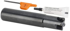 Kennametal - 1" Cut Diam, 0.04" Max Depth, 1" Shank Diam, Cylindrical Shank Indexable High-Feed Helical End Mill - Screw Holding Method, WP..0302.. Insert, KF Toolholder, Through Coolant - Exact Tool & Supply