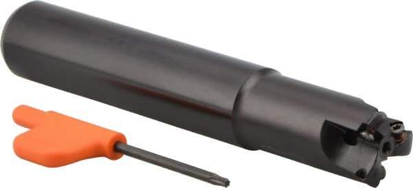 Kennametal - 3/4" Cut Diam, 0.04" Max Depth, 3/4" Shank Diam, Cylindrical Shank Indexable High-Feed Helical End Mill - Screw Holding Method, WP..0302.. Insert, KF Toolholder, Through Coolant - Exact Tool & Supply