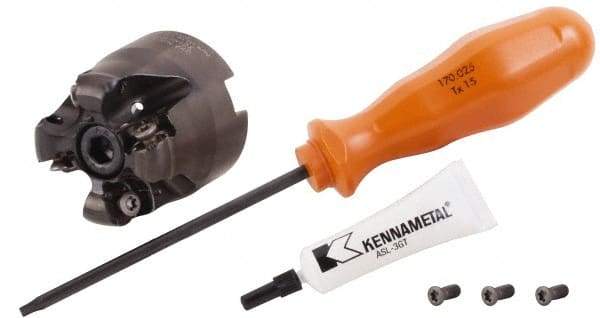 Kennametal - 40mm Cut Diam, 6mm Max Depth, 16mm Arbor Hole, 4 Inserts, RN.J 1204... Insert Style, Indexable Copy Face Mill - KDR Cutter Style, 40mm High, Through Coolant, Series Rodeka - Exact Tool & Supply