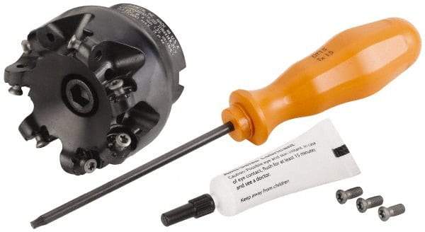 Kennametal - 63mm Cut Diam, 3mm Max Depth, 22mm Arbor Hole, 7 Inserts, RN.J 1204... Insert Style, Indexable Copy Face Mill - KDR Cutter Style, 27,910 Max RPM, 50mm High, Through Coolant, Series Rodeka - Exact Tool & Supply