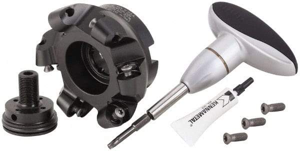Kennametal - 100mm Cut Diam, 10mm Max Depth, 32mm Arbor Hole, 6 Inserts, RCGX 2006... Insert Style, Indexable Copy Face Mill - KSRM Cutter Style, 16,000 Max RPM, 50mm High, Through Coolant, Series Beyond Blast KSRM - Exact Tool & Supply