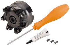 Kennametal - 76.2mm Cut Diam, 8mm Max Depth, 1" Arbor Hole, 7 Inserts, RP.T 1605... Insert Style, Indexable Copy Face Mill - BMD300 Cutter Style, 19,800 Max RPM, 2 High, Through Coolant, Series KSRM - Exact Tool & Supply