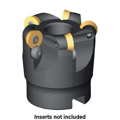 Kennametal - 40mm Cut Diam, 6mm Max Depth, 16mm Arbor Hole, 4 Inserts, RD.X 12T3... Insert Style, Indexable Copy Face Mill - 45mm High, Series KDM - Exact Tool & Supply