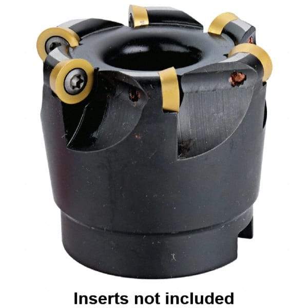 Kennametal - 50mm Cut Diam, 5mm Max Depth, 22mm Arbor Hole, 6 Inserts, RD.. 1003... Insert Style, Indexable Copy Face Mill - 50mm High, Series KDM - Exact Tool & Supply