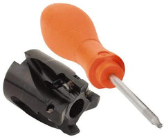 Kennametal - 4 Inserts, 1-1/4" Cut Diam, 1/2" Arbor Diam, 14.48mm Max Depth of Cut, Indexable Square-Shoulder Face Mill - 0/90° Lead Angle, 40mm High, E.. 14.. Insert Compatibility, Through Coolant, Series Mill 1-14 - Exact Tool & Supply