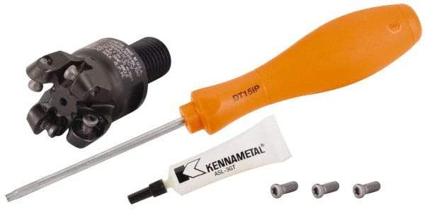 Kennametal - 1-1/2" Cutting Diam, 1-1/2" Max Depth of Cut, Modular Connection Indexable Copy End Mill - 3 Inserts, RP.T 43.. Insert, KSRM Toolholder, Through Coolant - Exact Tool & Supply