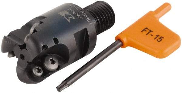 Kennametal - 31.75mm Cutting Diam, 1-1/4" Max Depth of Cut, Modular Connection Indexable Copy End Mill - 3 Inserts, RDHX 12T3M0S Insert, KDM Toolholder - Exact Tool & Supply