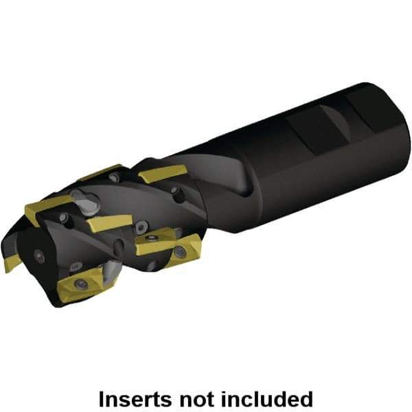Kennametal - 40mm Cut Diam, 40.82mm Max Depth of Cut, 32mm Shank Diam, 141mm OAL, Indexable Square Shoulder Helical End Mill - E.. 14.. Inserts, Weldon Shank, 0° Lead Angle, Through Coolant, Series Mill 1-14 - Exact Tool & Supply