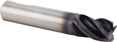 Kennametal - 1/2", 5/8" LOC, 1/2" Shank Diam, 2-5/32" OAL, 4 Flute, Solid Carbide Square End Mill - Single End, AlTiN Finish, Spiral Flute, 38° Helix, Centercutting, Right Hand Cut, Right Hand Flute, Series UEDE - Exact Tool & Supply