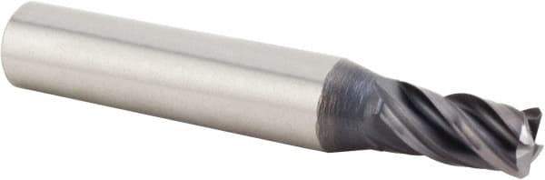Kennametal - 1/4", 21/64" LOC, 1/4" Shank Diam, 1-1/2" OAL, 4 Flute, Solid Carbide Square End Mill - Single End, AlTiN Finish, Spiral Flute, 38° Helix, Centercutting, Right Hand Cut, Right Hand Flute, Series UEDE - Exact Tool & Supply