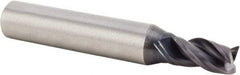 Kennametal - 5/16", 27/64" LOC, 5/16" Shank Diam, 1-3/4" OAL, 3 Flute, Solid Carbide Square End Mill - Single End, AlTiN Finish, Spiral Flute, 38° Helix, Centercutting, Right Hand Cut, Right Hand Flute, Series UEDE - Exact Tool & Supply