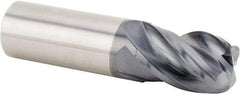 Kennametal - 1/2", 4 Flute, Single End, Solid Carbide, 0.03" Corner Radius End Mill - 4" OAL, 30° Helix, Right Hand Flute, 1-1/2" LOC, Right Hand Cut - Exact Tool & Supply