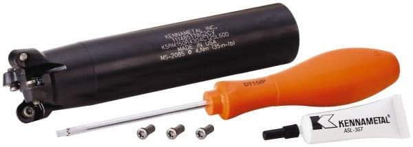 Kennametal - 1-1/2" Cutting Diam, 1-1/4" Shank Diam, 1-1/2" Max Depth of Cut, Straight Shank Indexable Copy End Mill - 4 Inserts, RP.T 43.. Insert, KSRM Toolholder, Through Coolant - Exact Tool & Supply