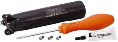 Kennametal - 1-1/2" Cutting Diam, 1-1/4" Shank Diam, 1-1/2" Max Depth of Cut, Straight Shank Indexable Copy End Mill - 4 Inserts, RP.T 43.. Insert, KSRM Toolholder, Through Coolant - Exact Tool & Supply