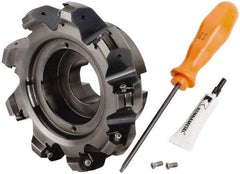 Kennametal - 9 Inserts, 5" Cutter Diam, 0.087" Max Depth of Cut, Indexable High-Feed Face Mill - 1-1/2" Arbor Hole Diam, 2.4" High, KSHR Toolholder, HNGJ 0905.. Inserts, Series Dodeka High-Feed - Exact Tool & Supply