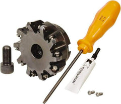 Kennametal - 3" Cut Diam, 1" Arbor Hole, 3.23mm Max Depth of Cut, 45° Indexable Chamfer & Angle Face Mill - 10 Inserts, HNGJ 0604... Insert, Right Hand Cut, 10 Flutes, Through Coolant, Series Dodeka Mini - Exact Tool & Supply