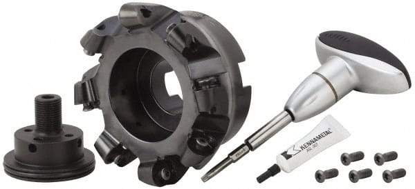 Kennametal - 127mm Cut Diam, 9.53mm Max Depth, 1-1/2" Arbor Hole, 8 Inserts, RCGX 64.. Insert Style, Indexable Copy Face Mill - KSRM Cutter Style, 10,900 Max RPM, 2-1/2 High, Through Coolant, Series Beyond Blast KSRM - Exact Tool & Supply