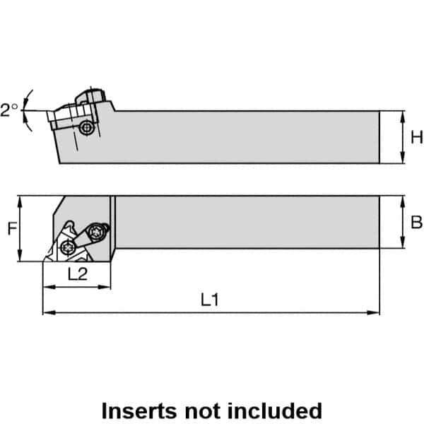 Kennametal - External Thread, Right Hand Cut, 32mm Shank Width x 32mm Shank Height Indexable Threading Toolholder - 170mm OAL, LT 22ER Insert Compatibility, LSS Toolholder, Series LT Threading - Exact Tool & Supply