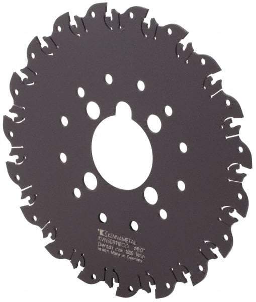 Kennametal - Arbor Hole Connection, 1/8" Cutting Width, 2-1/4" Depth of Cut, 8" Cutter Diam, 2" Hole Diam, 19 Tooth Indexable Slotting Cutter - KVNS Toolholder, OD 3118.. Insert - Exact Tool & Supply