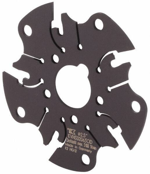 Kennametal - Arbor Hole Connection, 1/16" Cutting Width, 5/8" Depth of Cut, 2-1/2" Cutter Diam, 5/8" Hole Diam, 5 Tooth Indexable Slotting Cutter - KVNS Toolholder, OD 1063.. Insert - Exact Tool & Supply