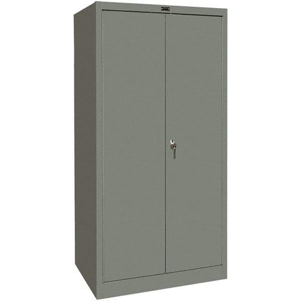 Hallowell - 4 Shelf Locking Storage Cabinet - Steel, 36" Wide x 18" Deep x 72" High, Gray - Exact Tool & Supply