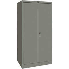 Hallowell - 4 Shelf Locking Storage Cabinet - Steel, 48" Wide x 24" Deep x 72" High, Gray - Exact Tool & Supply