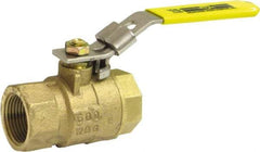 Milwaukee Valve - 1-1/4" Pipe, Large Port, Bronze Standard Ball Valve - 2 Piece, Threaded (NPT) Ends, Locking Lever Handle, 125 WOG, 150 WSP - Exact Tool & Supply