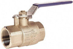 Milwaukee Valve - 1-1/2" Pipe, Full Port, Brass UL, CSA, FM, NSF Approved Ball Valve - 2 Piece, Threaded (NPT) Ends, Lever Handle, 600 WOG, 150 WSP - Exact Tool & Supply
