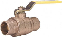 Milwaukee Valve - 1" Pipe, Large Port, Bronze Standard Ball Valve - 2 Piece, Solder Ends, Lever Handle, 600 WOG, 150 WSP - Exact Tool & Supply