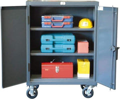 Strong Hold - 2 Shelf Mobile Storage Cabinet - Steel, 36" Wide x 20" Deep x 50" High, Dark Gray - Exact Tool & Supply