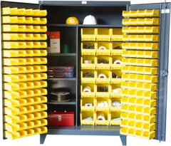 Strong Hold - 1 Shelf 165 Bin Storage Cabinet - Steel, 48" Wide x 24" Deep x 78" High, Dark Gray - Exact Tool & Supply