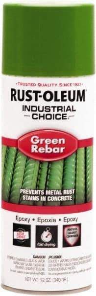 Rust-Oleum - Green Rebar, Gloss, Rebar Coating Spray Paint - 8 Sq Ft per Can, 12 oz Container - Exact Tool & Supply