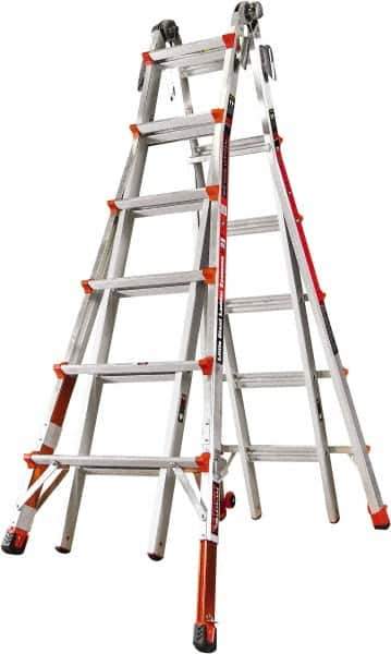 Little Giant Ladder - 22 Steps, 23' High, Type IA Rating, Aluminum Multi-Use Ladder - 300 Lb Load Capacity, 31" Base Width - Exact Tool & Supply