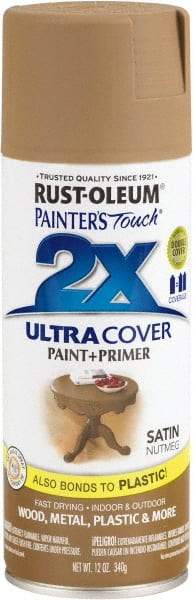 Rust-Oleum - Nutmeg, Satin, Enamel Spray Paint - 8 Sq Ft per Can, 12 oz Container, Use on Multipurpose - Exact Tool & Supply
