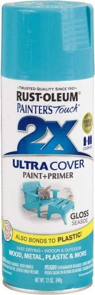 Rust-Oleum - Seaside, Gloss, Enamel Spray Paint - 8 Sq Ft per Can, 12 oz Container, Use on Multipurpose - Exact Tool & Supply