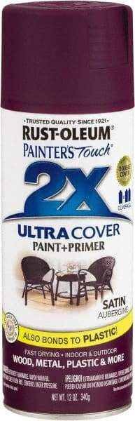 Rust-Oleum - Aubergine (Color), Satin, Enamel Spray Paint - 8 Sq Ft per Can, 12 oz Container, Use on Multipurpose - Exact Tool & Supply