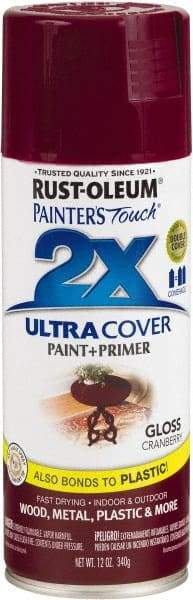 Rust-Oleum - Cranberry, Gloss, Enamel Spray Paint - 8 Sq Ft per Can, 12 oz Container, Use on Multipurpose - Exact Tool & Supply