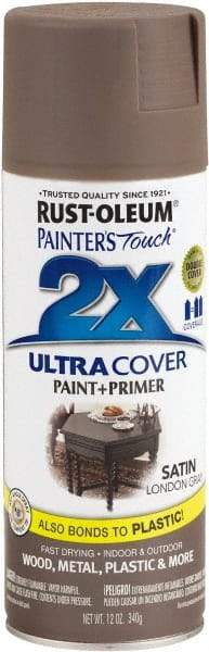 Rust-Oleum - London Gray, Satin, Enamel Spray Paint - 8 Sq Ft per Can, 12 oz Container, Use on Multipurpose - Exact Tool & Supply