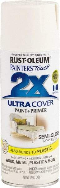 Rust-Oleum - Ivory Bisque, Semi Gloss, Enamel Spray Paint - 8 Sq Ft per Can, 12 oz Container, Use on Multipurpose - Exact Tool & Supply