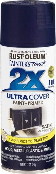 Rust-Oleum - Midnight Blue, Satin, Enamel Spray Paint - 8 Sq Ft per Can, 12 oz Container, Use on Multipurpose - Exact Tool & Supply