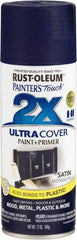 Rust-Oleum - Midnight Blue, Satin, Enamel Spray Paint - 8 Sq Ft per Can, 12 oz Container, Use on Multipurpose - Exact Tool & Supply