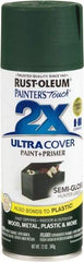 Rust-Oleum - Hunter Green, Semi Gloss, Enamel Spray Paint - 8 Sq Ft per Can, 12 oz Container, Use on Multipurpose - Exact Tool & Supply