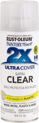 Rust-Oleum - Clear, Satin, Enamel Spray Paint - 8 Sq Ft per Can, 12 oz Container, Use on Multipurpose - Exact Tool & Supply
