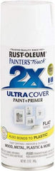 Rust-Oleum - White, Flat, Enamel Spray Paint - 8 Sq Ft per Can, 12 oz Container, Use on Multipurpose - Exact Tool & Supply