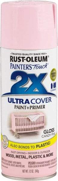 Rust-Oleum - Candy Pink, Gloss, Enamel Spray Paint - 8 Sq Ft per Can, 12 oz Container, Use on Multipurpose - Exact Tool & Supply