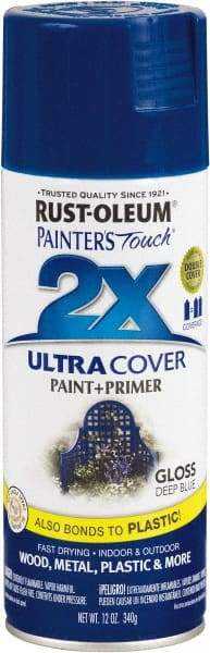 Rust-Oleum - Deep Blue, Gloss, Enamel Spray Paint - 8 Sq Ft per Can, 12 oz Container, Use on Multipurpose - Exact Tool & Supply
